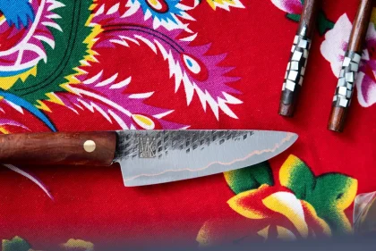 lame de Couteau à steack inox finition cuivre logo vietknife