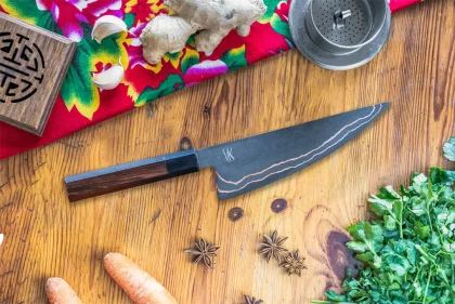 couteau de chef damas carbone cuivre vietnamien