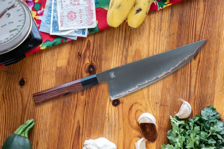 Couteau de chef inox finition cuivre vietnamien