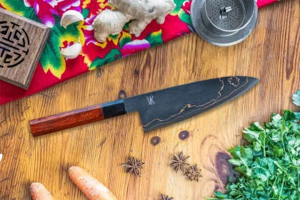 Gyuto damas cuivre et carbone vietnamien